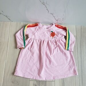 Hanna Andersson Dress Girls 3 Pink Sweatshirt Rainbow Orange Long Sleeve